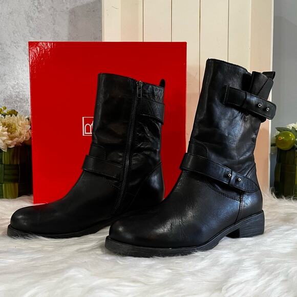 NEW Barbara Barbieri Leather Engineer Lug Sole Moto Mid Calf Boot Black 36 6 NWT - Picture 2 of 16